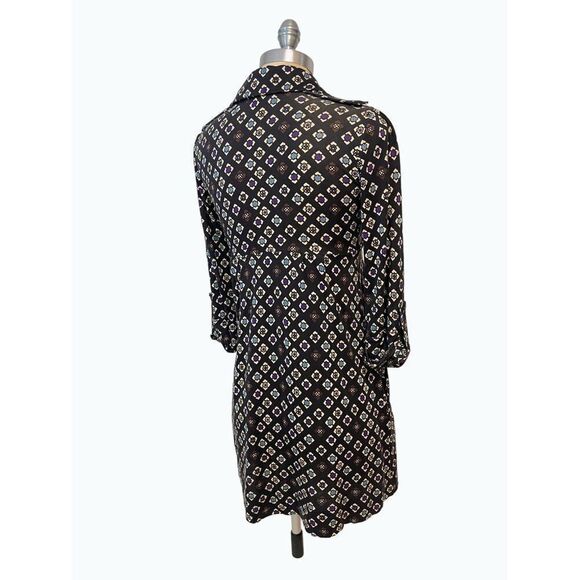 Diane von Furstenberg DVF Black Plum Print Silk Button up Dress size 2 - Picture 3 of 5